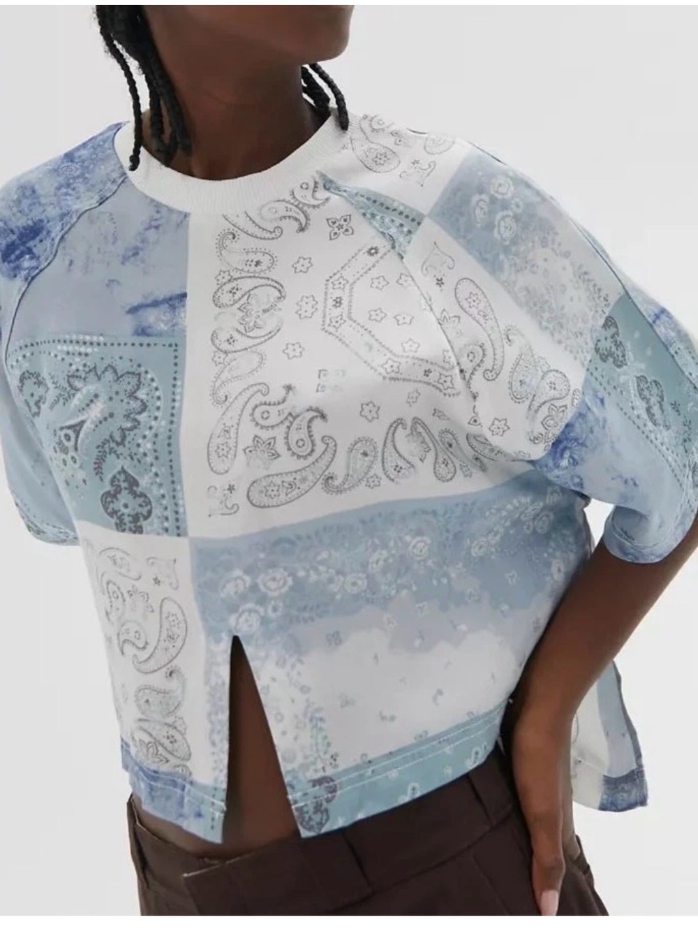 Urban Outfitters Oversized Kayla Bandana Patchwork Boxy Hi-Lo Tee Small